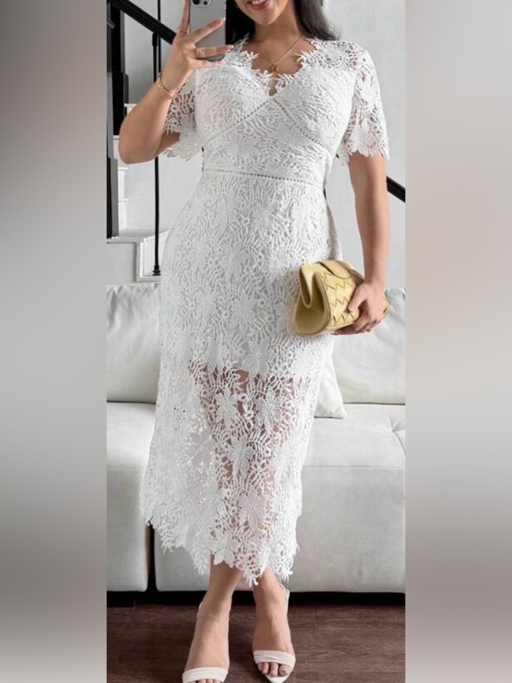 EUC - WHITE LACE MIDI DRESS 1XL